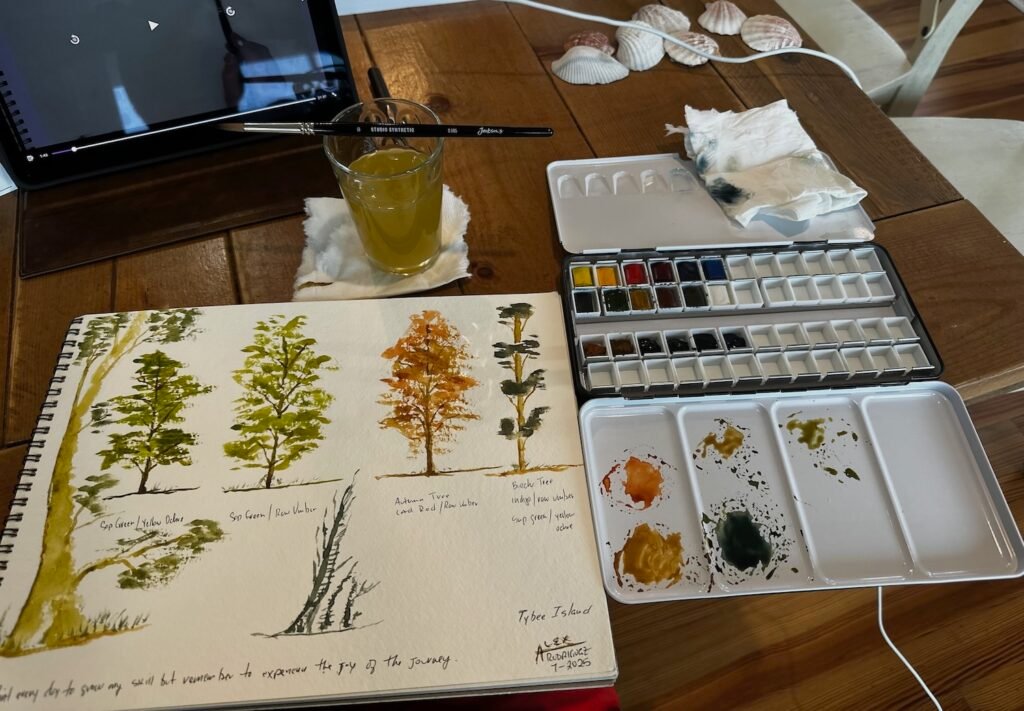 A Study of Trees in Watercolor by Alex Rodriguez