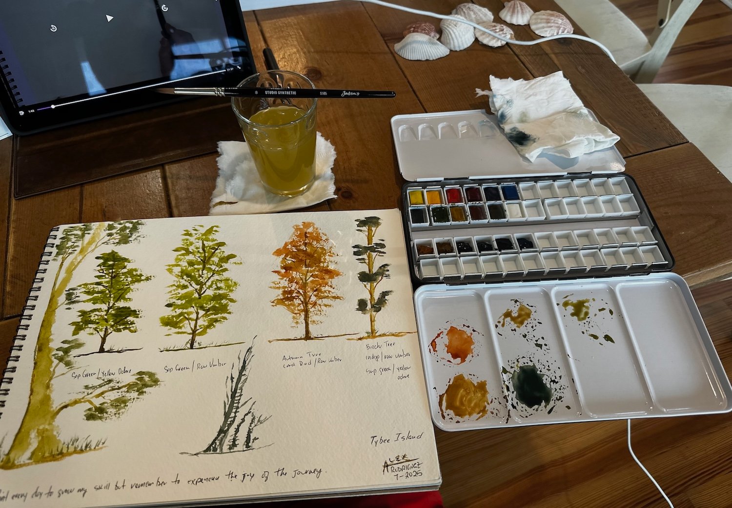 A Study of Trees in Watercolor by Alex Rodriguez